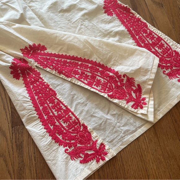 Khaddi Pakistani Kurta Cream & Pink Embroidery Tunic  Side Slits Size 8 - Picture 3 of 6